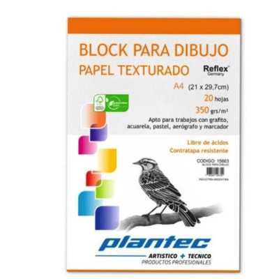 PLANTEC- BLOCK PLANTEC P/ DIBUJO ENCOLADO A4 X 20 HJS 350 GR TEXTURADO PLANTEC- BLOCK PLANTEC P/ DIBUJO ENCOLADO A4 X 20 HJS 350 GR TEXTURADO