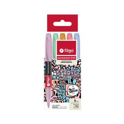 FILGO- MARCADOR PERMANENTE 040 P-FINA ESTUCHE X 5 PASTEL FILGO- MARCADOR PERMANENTE 040 P-FINA ESTUCHE X 5 PASTEL