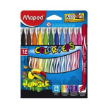 MAPED- MARCADOR COLOR PEPS JUNGLE TAPA IMPERDIBLE x 12 SURTIDO LAV