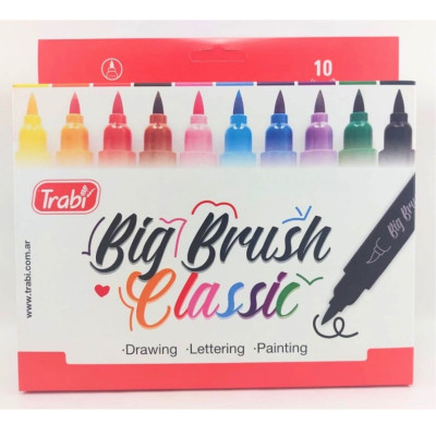 TRABI- MARCADOR BIG BRUSH (GORDO) P. PINCEL CLAS SET X 10 (LETTERING) TRABI- MARCADOR BIG BRUSH (GORDO) P. PINCEL CLAS SET X 10 (LETTERING)